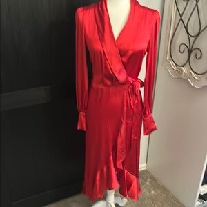 Elegant Red Wrap Dress